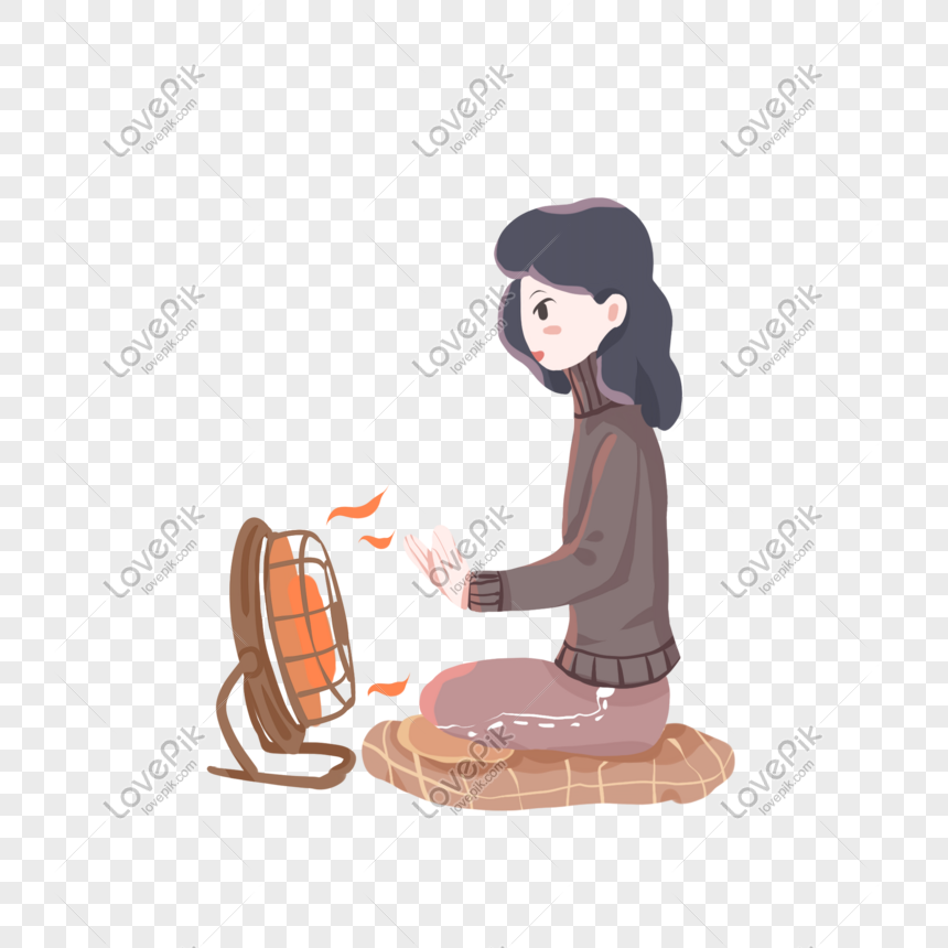 Girl Illustration For Winter Heating PNG Transparent Image And Clipart ...