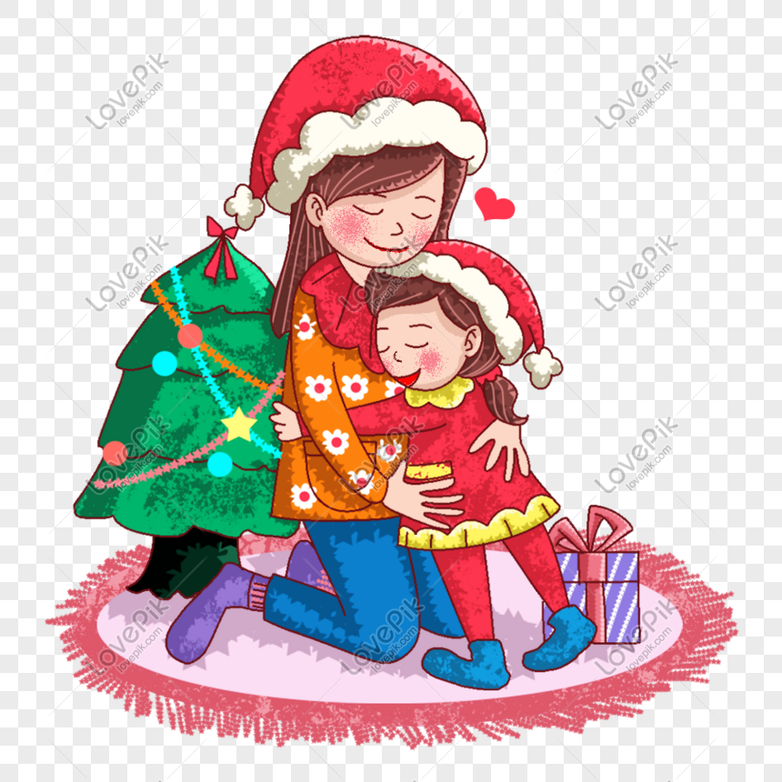 Instant Download Christmas Clipart Mother and Daughter Love,its