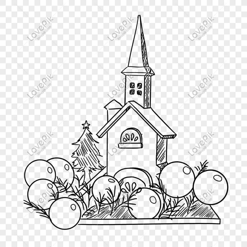 Cartoon Line Drawing Christmas Castle PNG Hd Transparent Image And Clipart  Image For Free Download - Lovepik | 611531634