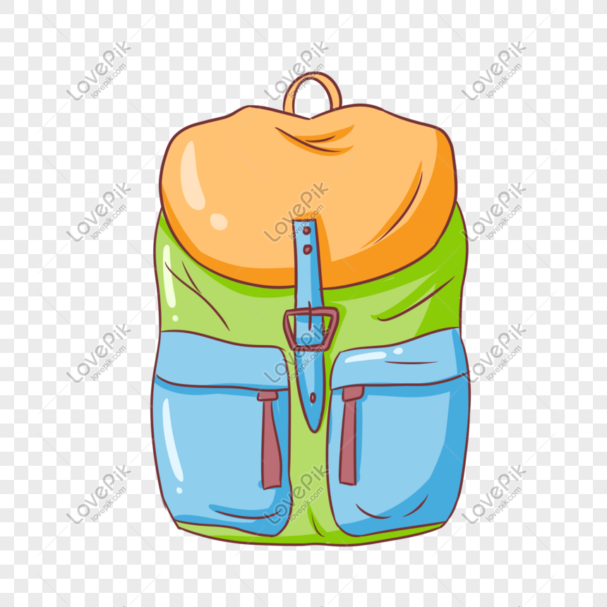 Cartoon color travel bag illustration, Color travel bag, cartoon backpack, hiking png picture