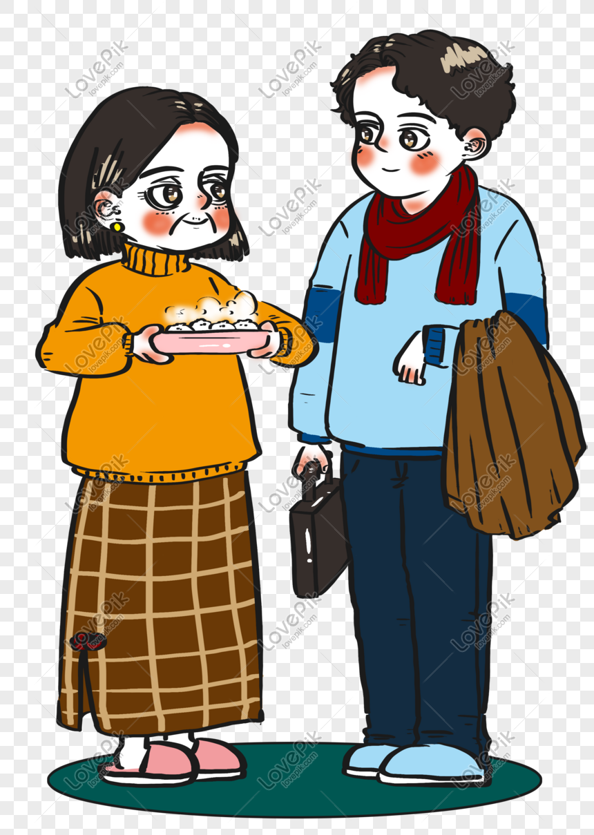 餃子を食べるために再会に家に帰るお正月は漫画のキャラクターのシーンイメージ グラフィックス Id Prf画像フォーマットpsd Jp Lovepik Com