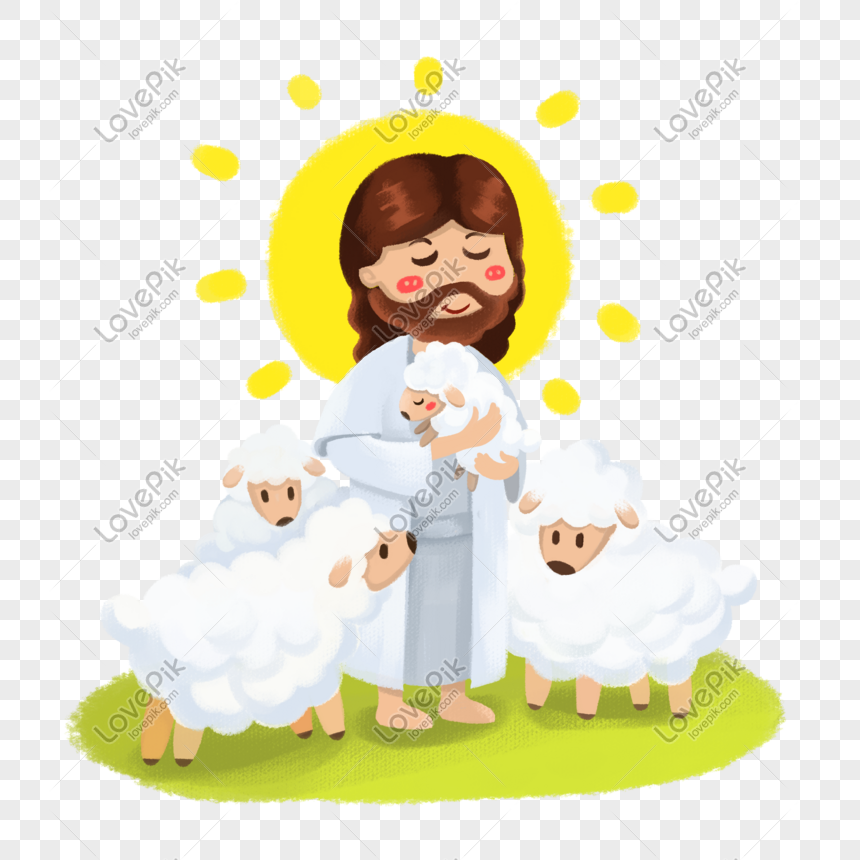 Cartoon Jesus And Cute Sheep Free PNG And Clipart Image For Free Download -  Lovepik | 611550559