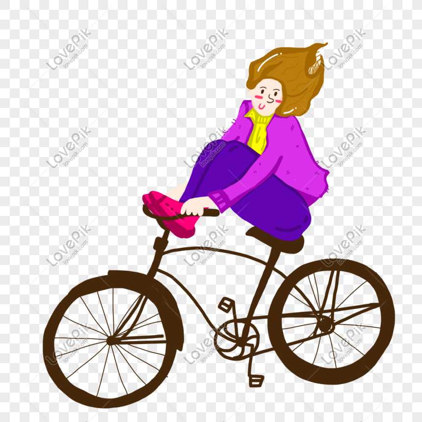 Hand Drawn Cartoon Fresh Girl Riding Bicycle Psd Source File PNG  Transparent Image And Clipart Image For Free Download - Lovepik | 611550657