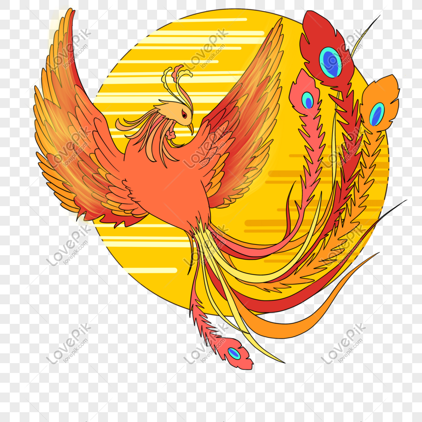 Chinese New Year Phoenix Reunion Hand Drawn Illustration Free PNG And