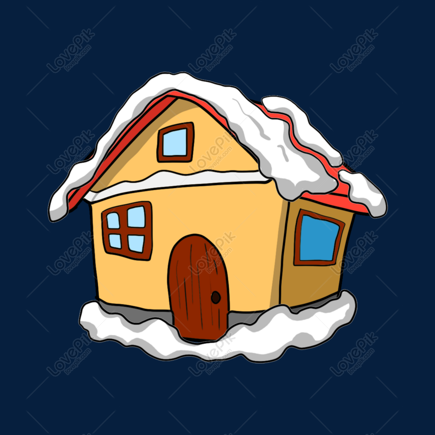 Yellow Falling Snow House Illustration PNG Transparent Image And ...