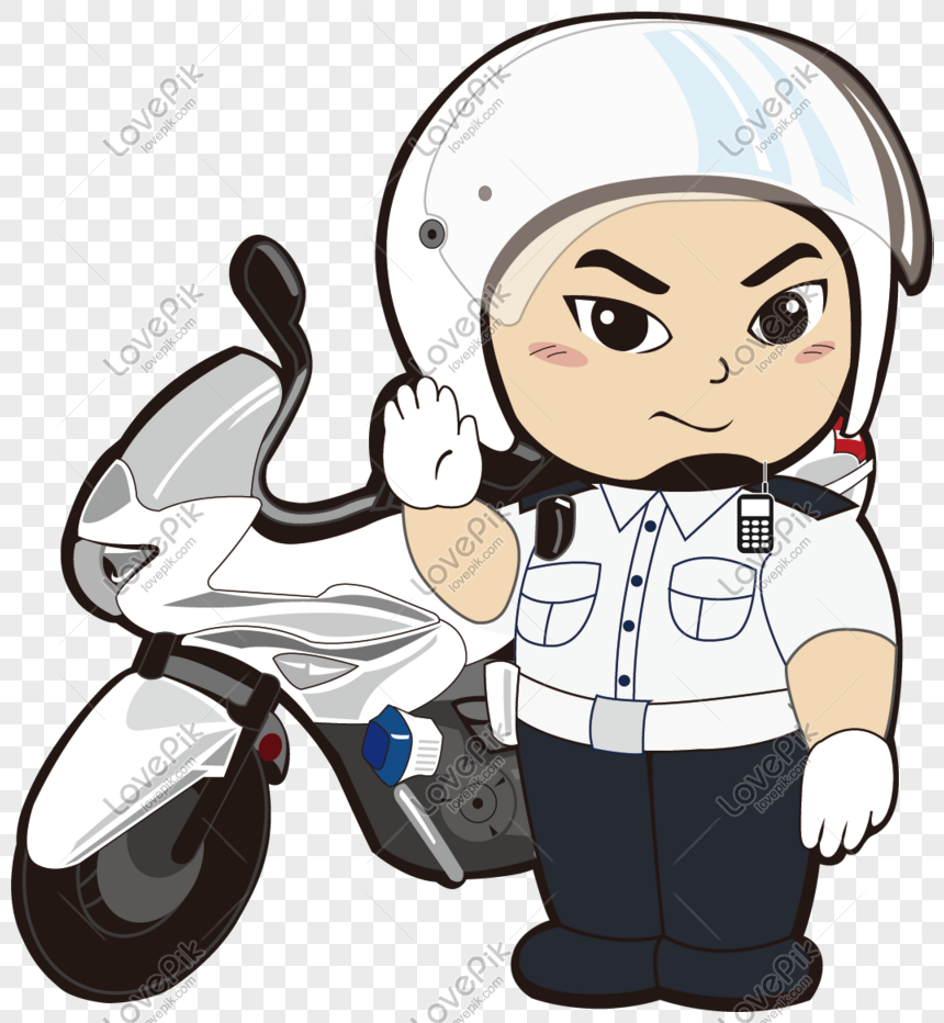 Cartoon Traffic Police Command Traffic Iron Ride Police Handsome PNG Free  Download And Clipart Image For Free Download - Lovepik | 611596513
