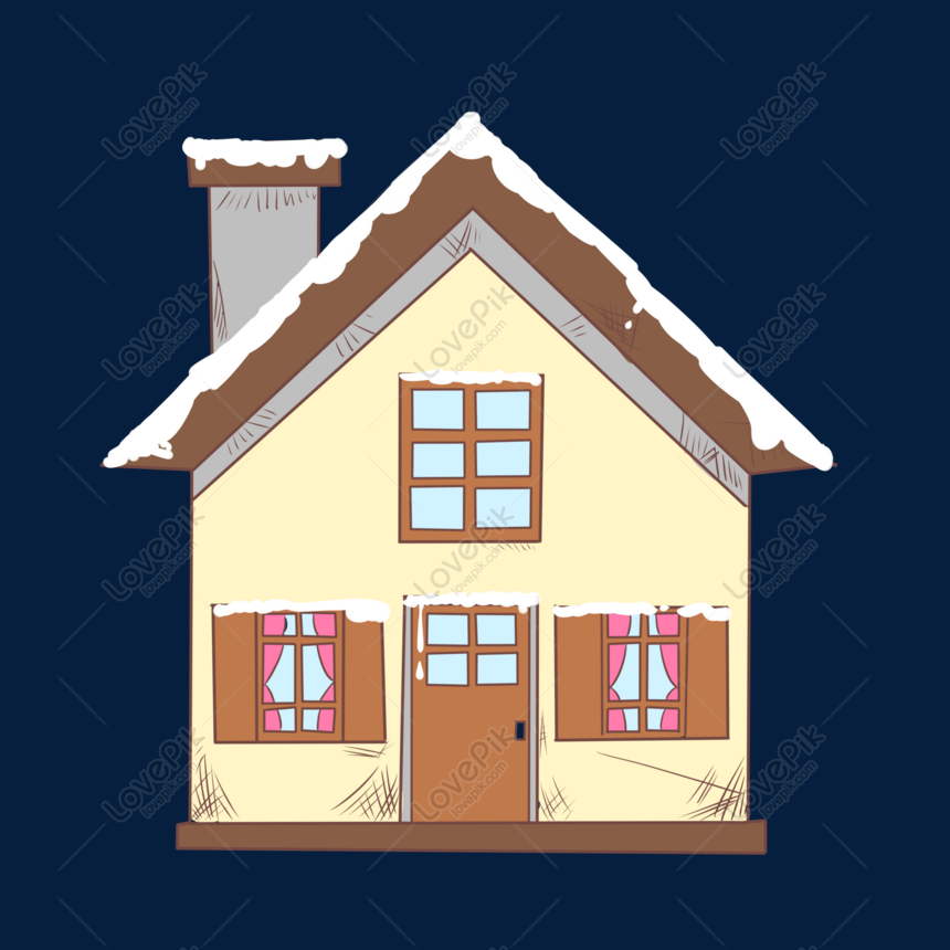 neige qui tombe clipart house