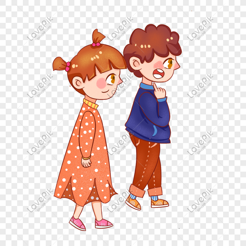 Hand Drawn Cartoon Character Little Boy Girl Png Image Psd File Free Download Lovepik