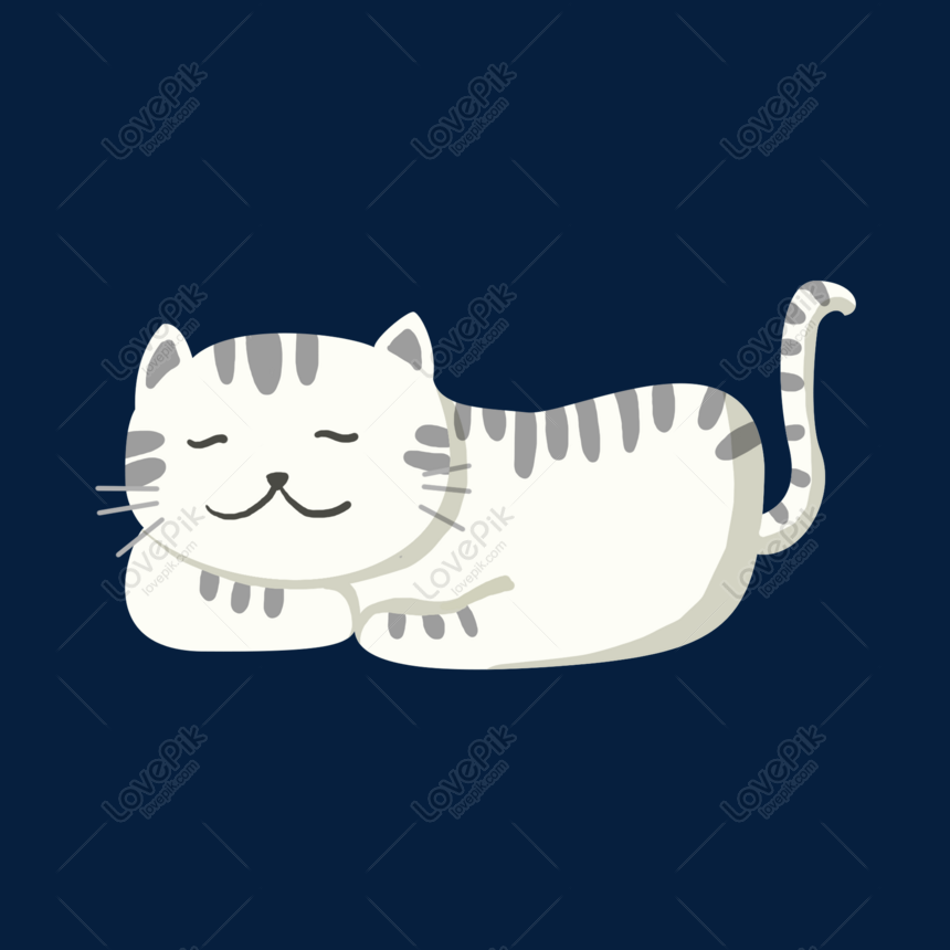 Ilustrasi Kucing Tidur Yang Digambar Tangan PNG grafik gambar 