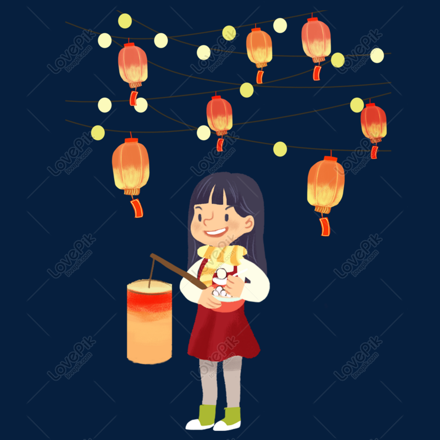 Lunar New Year Cartoon Hand Drawn Dot Lantern PNG White Transparent And ...