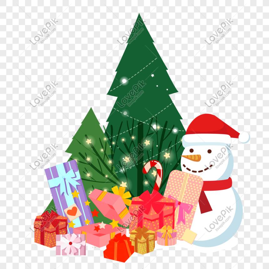 Christmas Vector Christmas Tree Snowman Illustration Png Image Picture Free Download Lovepik Com