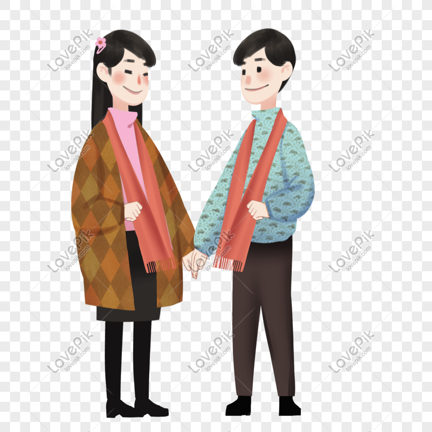 Cartoon Hand Drawn Happy Couple Creative Poster PNG Transparent ...