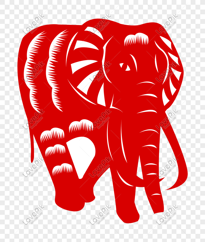 Ilustrasi Gajah Hewan Yang Dipotong Kertas Besar Gambar Unduh