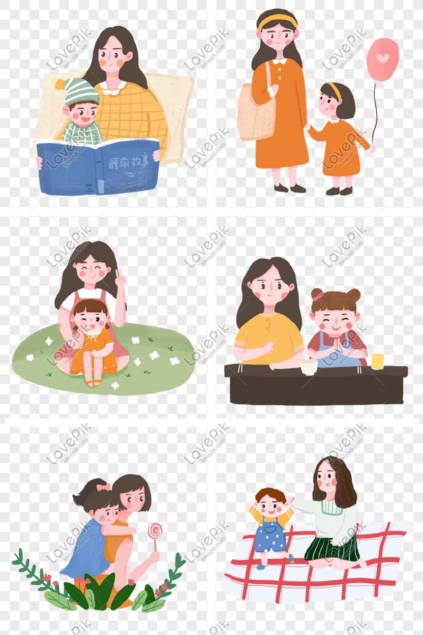 母子キャラクター集イラストイメージ グラフィックス Id 611590752 Prf画像フォーマットpsd Jp Lovepik Com