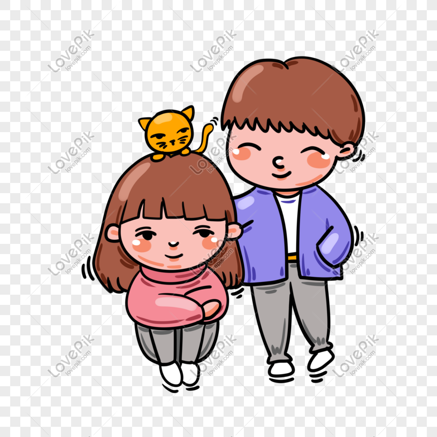 Hand Drawn Cartoon Vector Valentine Couple PNG Transparent And Clipart ...