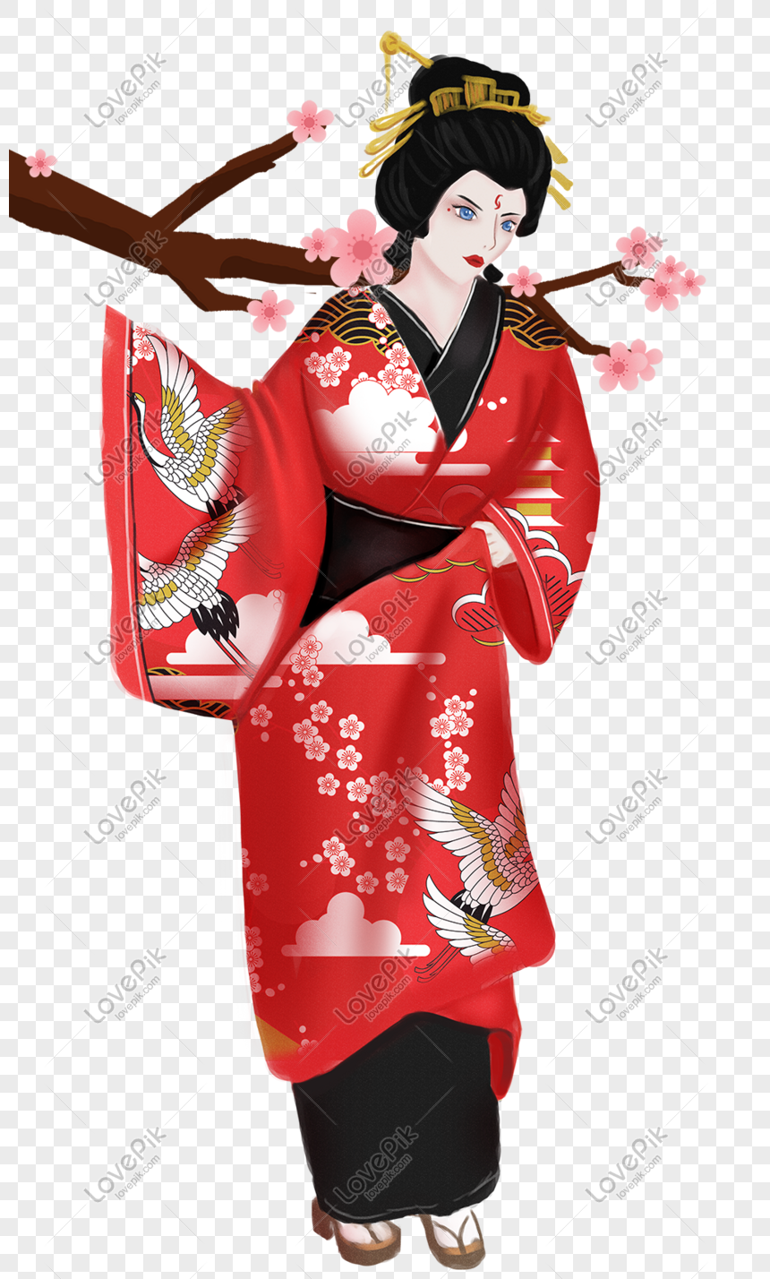 Ilustrasi Kartun Kecantikan Kimono Jepang Png Grafik Gambar Unduh