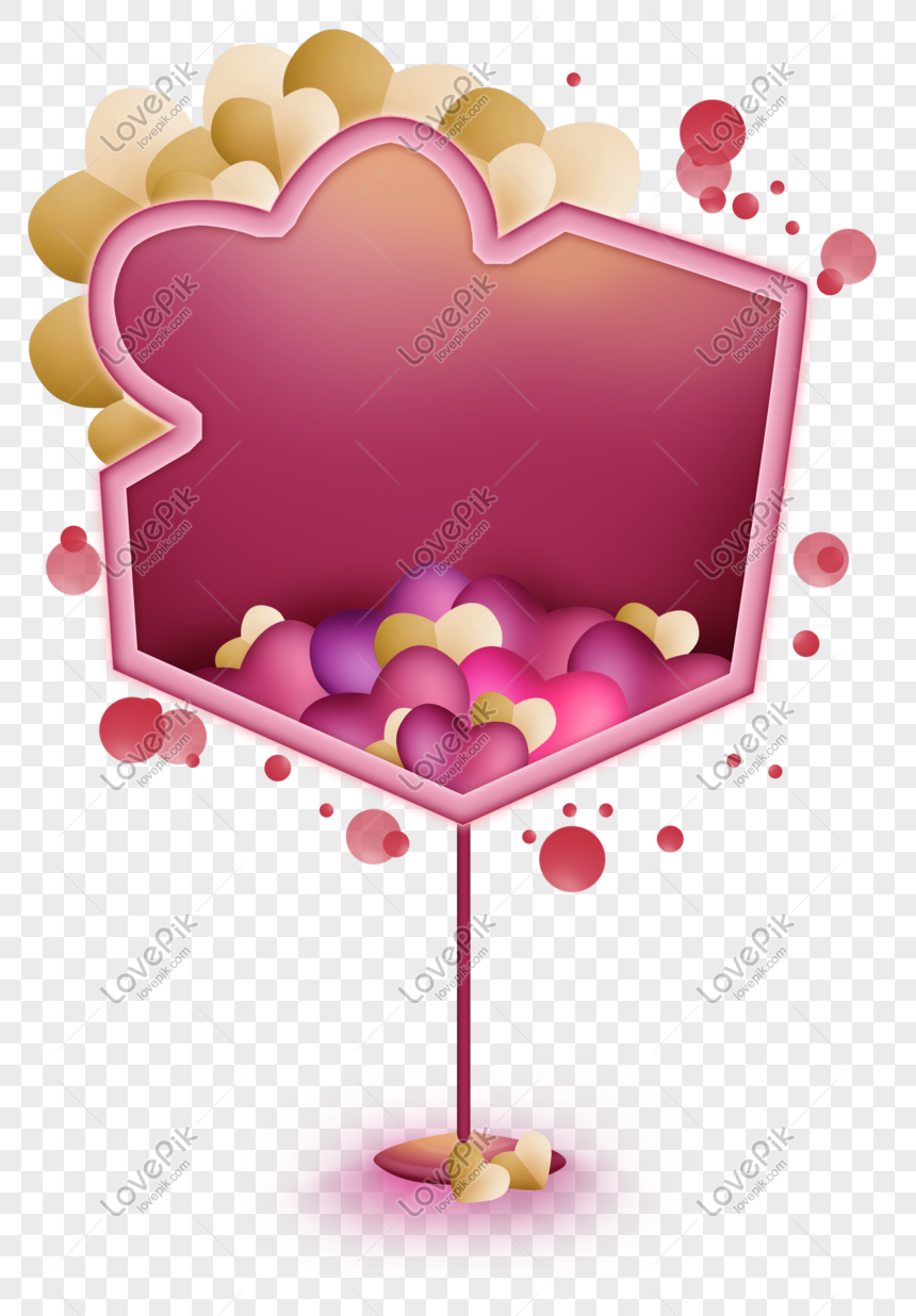 Valentine Pink Perbatasan Kotak Teks Lucu Gambar Unduh Gratis