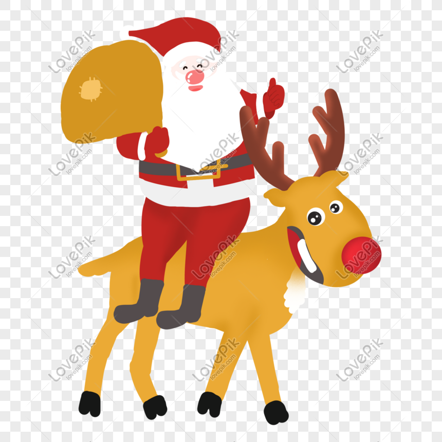Christmas Cartoon Hand Drawn Santa Claus Giving A Reindeer A Gif PNG White  Transparent And Clipart Image For Free Download - Lovepik | 611589102