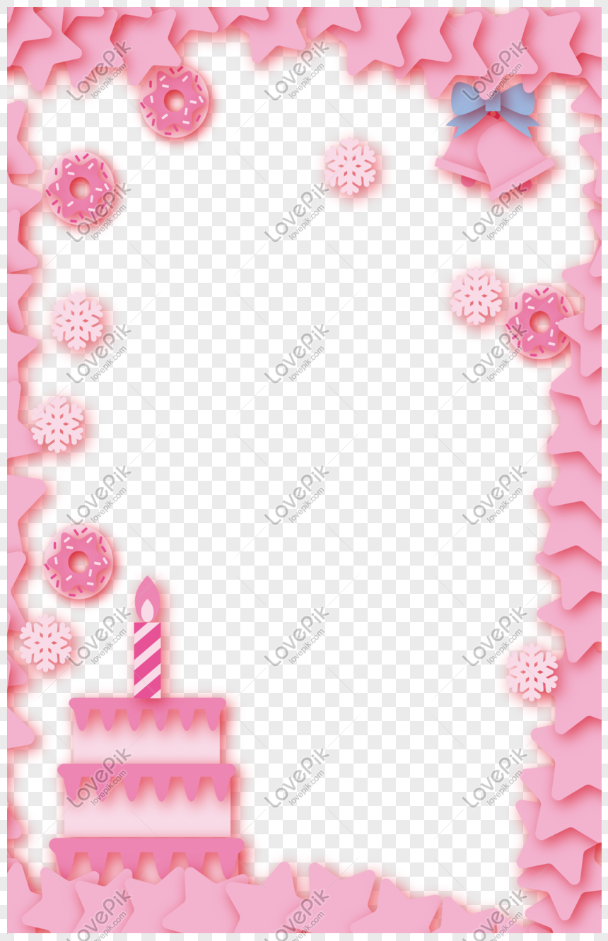 Pink Christmas Border, Donut, Five-pointed Star, Bell Free PNG And ...