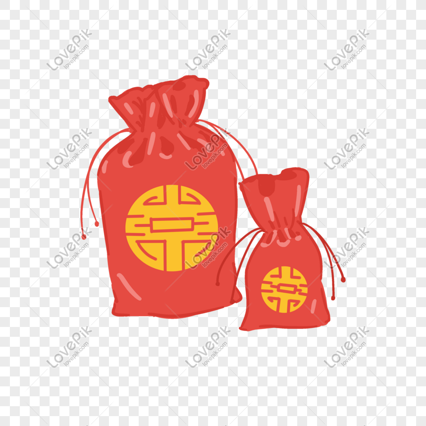 Spring Red Blessing Bag Illustration PNG Transparent Image And Clipart ...