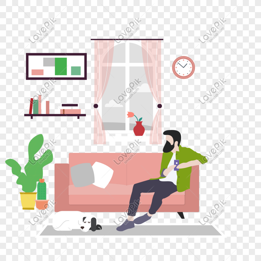 Ilustrasi Kartun Manusia Angin Duduk Di Sofa Gambar Unduh