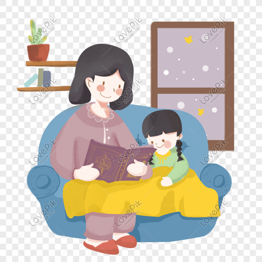 Winter Night Mom Tells Daughter About Bedtime Story Cartoon Illu PNG  Transparent Background And Clipart Image For Free Download - Lovepik |  611614460