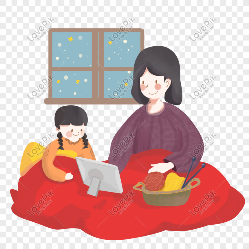 Winter Weekend Mom With Daughter Watching A Feature Film Cartoon PNG Image Free  Download And Clipart Image For Free Download - Lovepik | 611614461