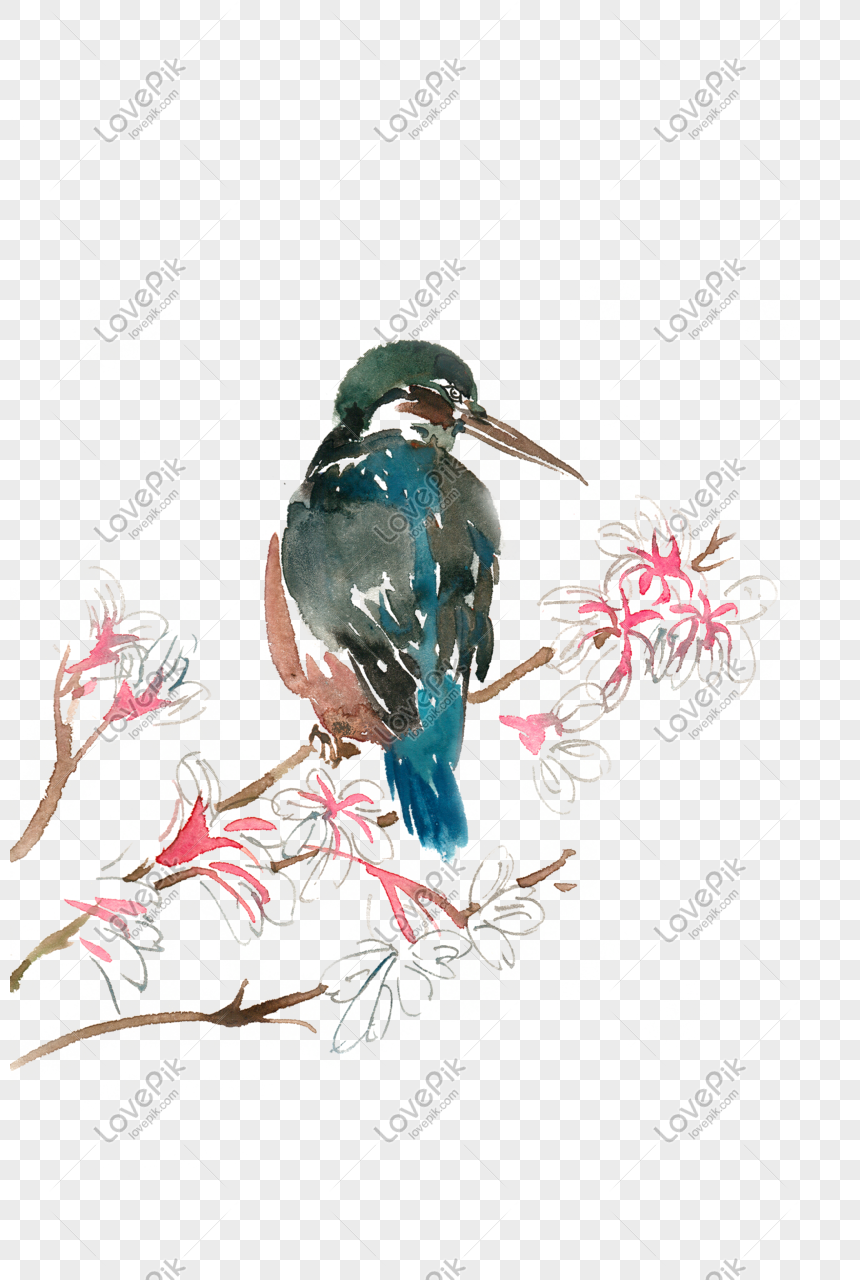 鳥の間の花の水彩画pngフリー素材イメージ グラフィックス Id Prf画像フォーマットpsd Jp Lovepik Com