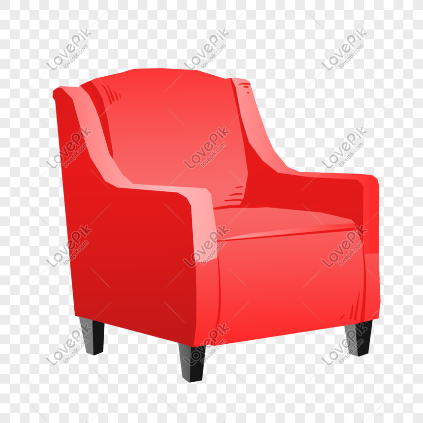 Hand Painted Red Sofa Chair Png Image, Red Sofa Chair Png