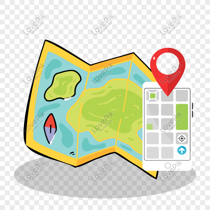 Mobile phone location map illustration, Cartoon mobile phone, mobile phone positioning, positioning target png free download