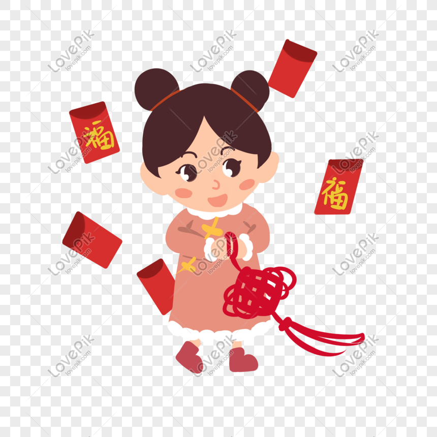 Cartoon Drawing Chinese New Year Red Envelope Decoration PNG Images