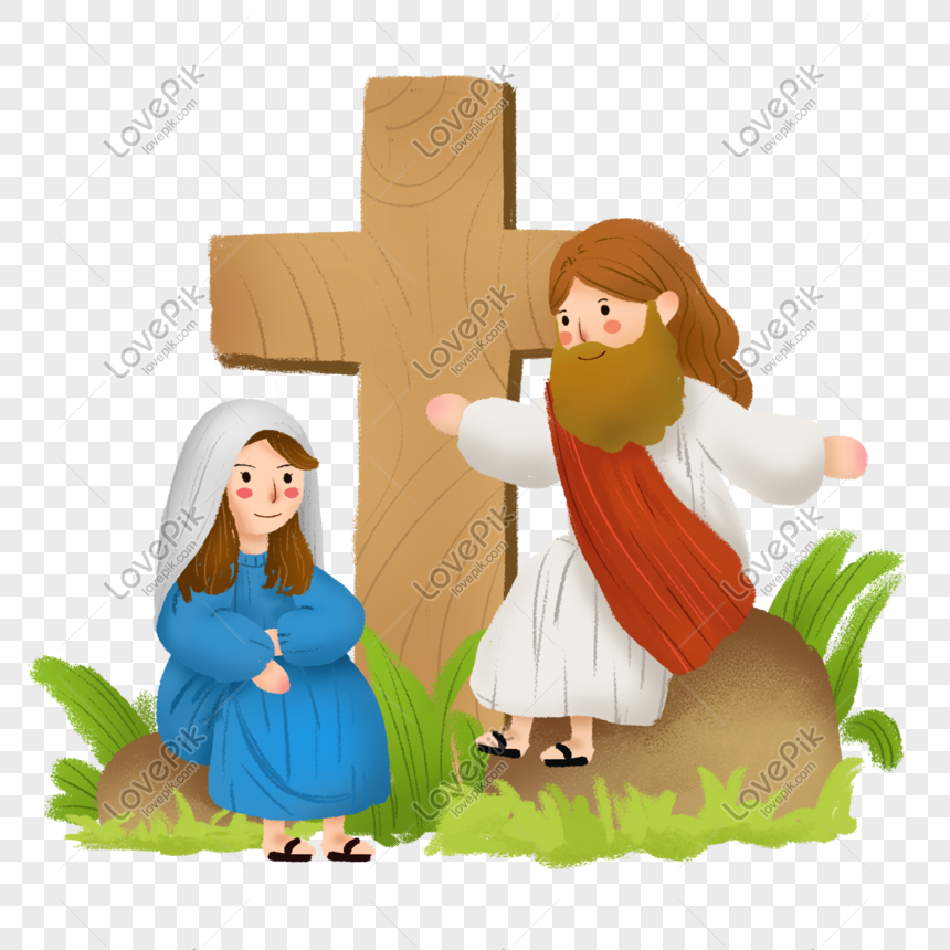 Cartoon Hand Drawn Jesus And Believer Illustration PNG Hd Transparent Image  And Clipart Image For Free Download - Lovepik | 611624134