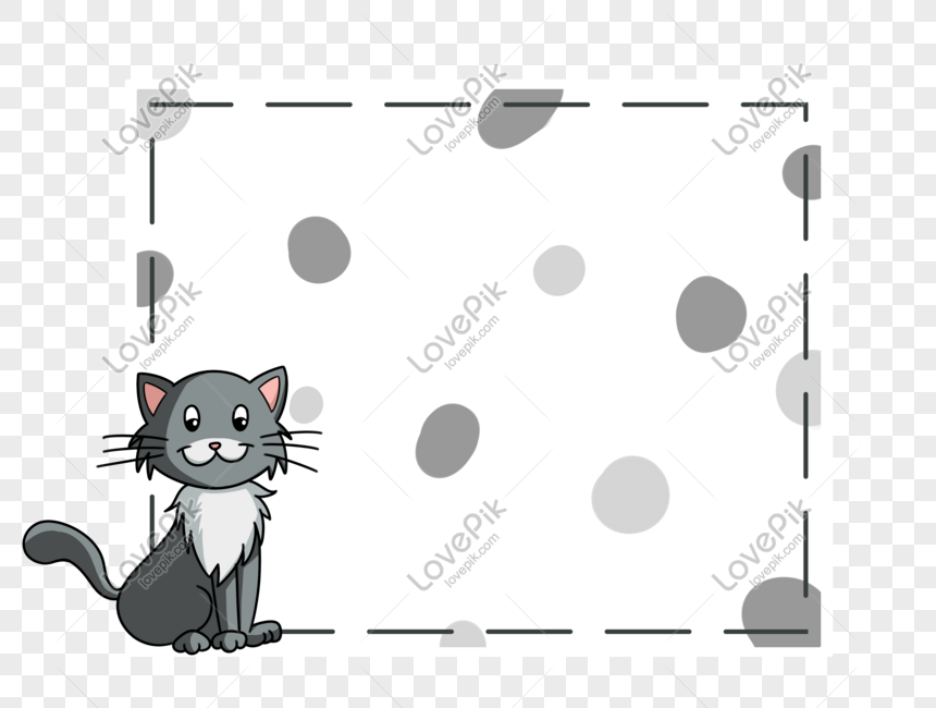 Cute Grey Cat Border Illustration PNG Free Download And Clipart Image For  Free Download - Lovepik | 611623343