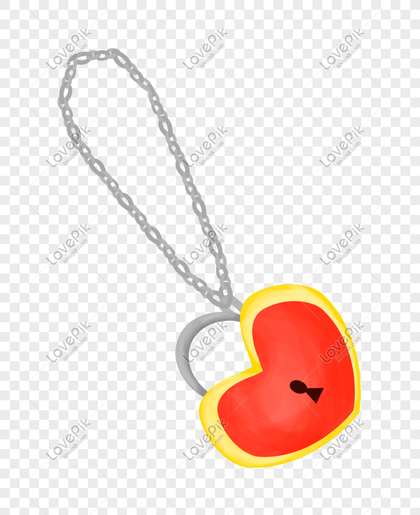 Ilustrasi Kalung Kunci Cinta Merah Gambar Unduh Gratis