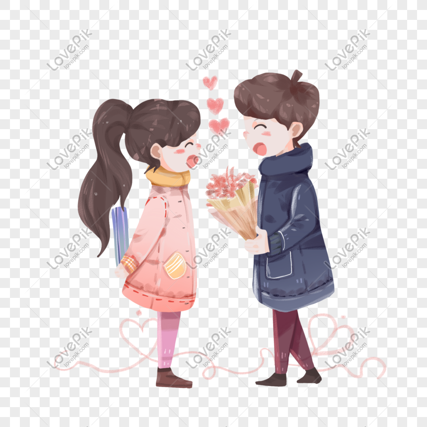 Valentines Day Characters And Flowers PNG Free Download And Clipart ...