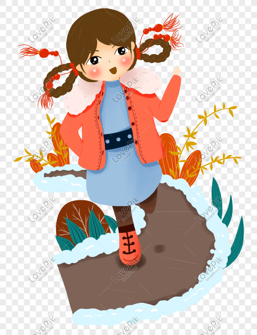 Hand Drawn Cartoon New Year Girl Illustration PNG Picture And Clipart ...