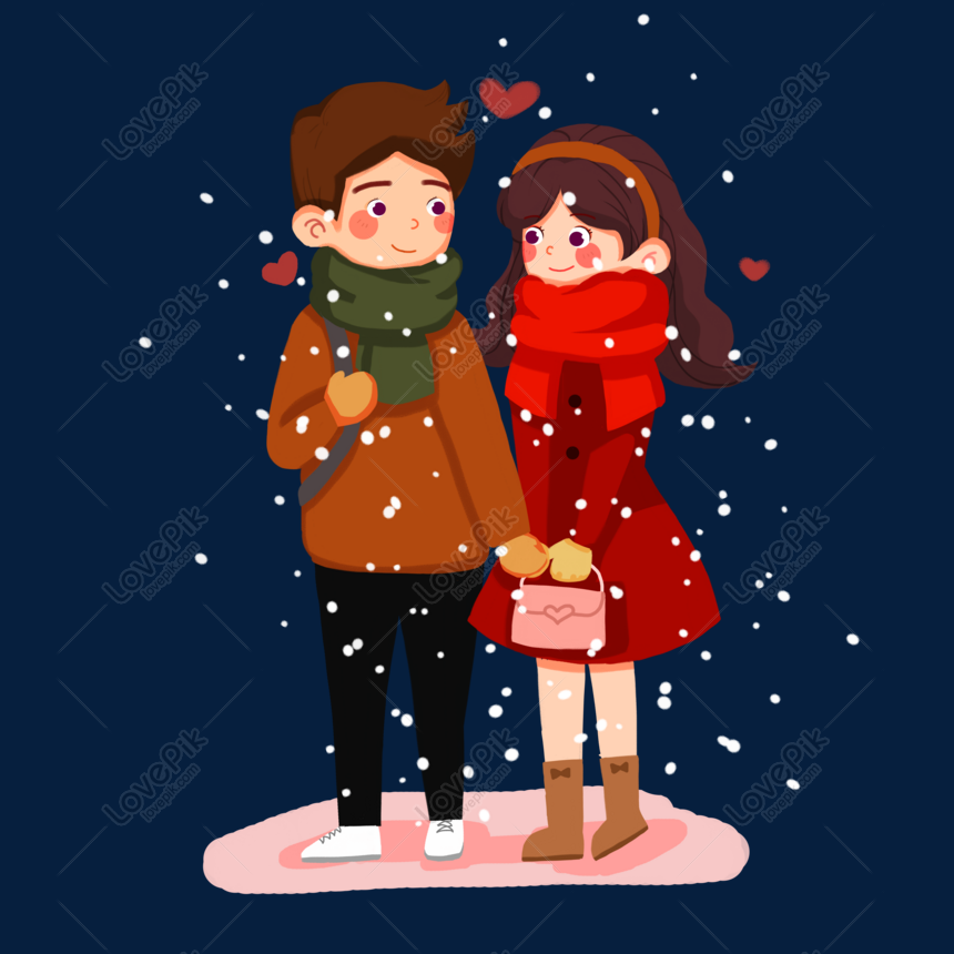 Cartoon Character Valentine Christmas Couple Dating Snow Walking PNG Free  Download And Clipart Image For Free Download - Lovepik | 611624453