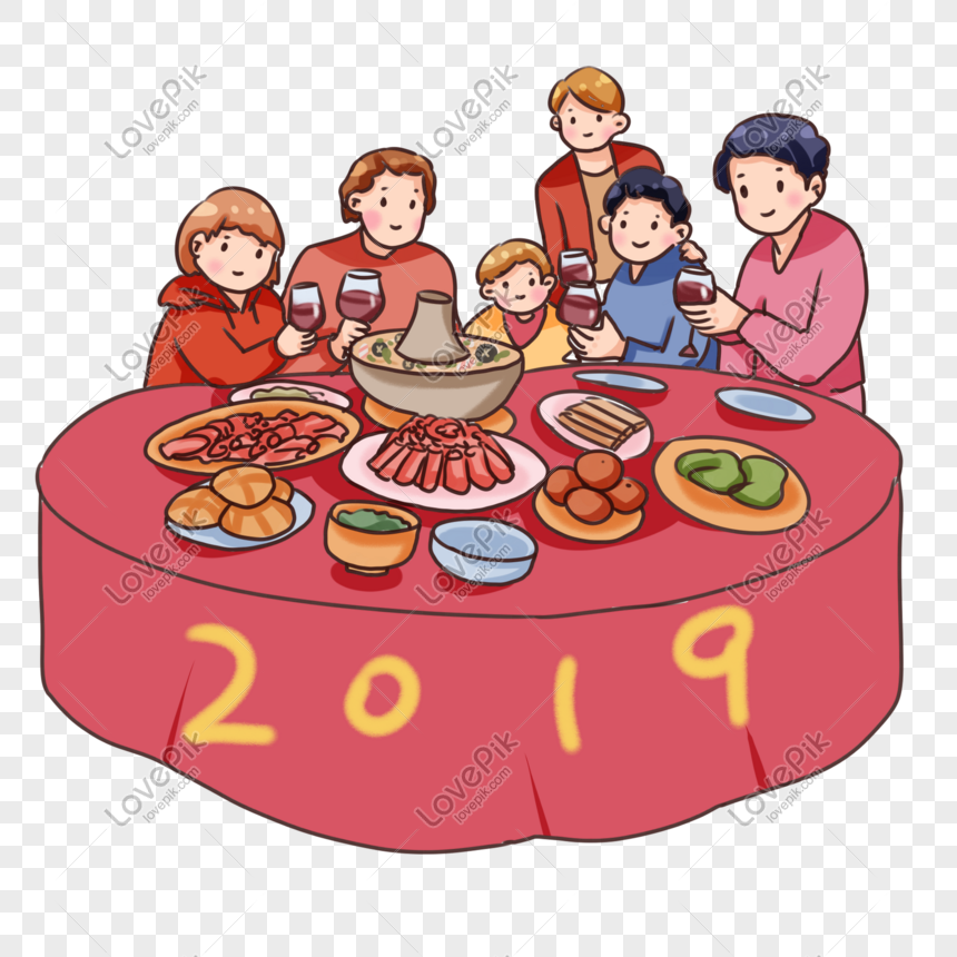 Hand Drawn Cartoon 2019 Family Dinner Free PNG And Clipart Image For Free  Download - Lovepik | 611632109
