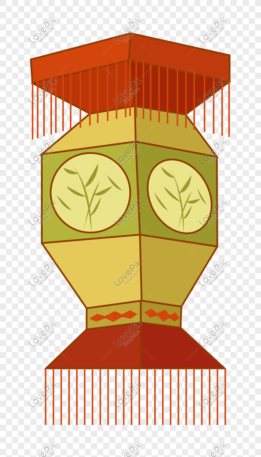 Hand drawn bon festival leaves illustration, Beautiful lantern, green leaves, beautiful lantern png image