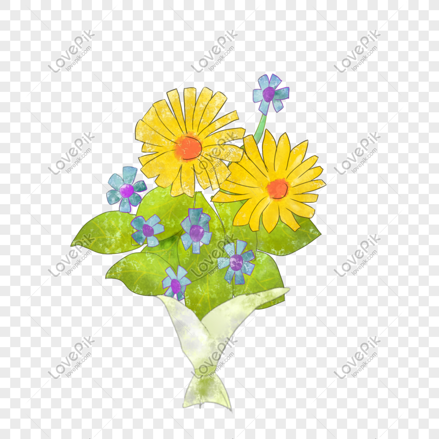 Ilustración Dibujada Mano Flores Amarillas PNG Imágenes Gratis - Lovepik