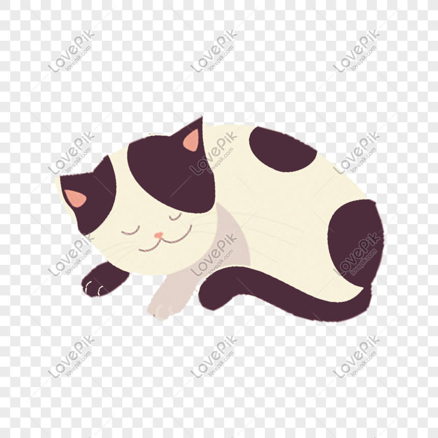 Hand Drawn Cute Cartoon Brown Spotted Cat PNG Transparent Image And ...