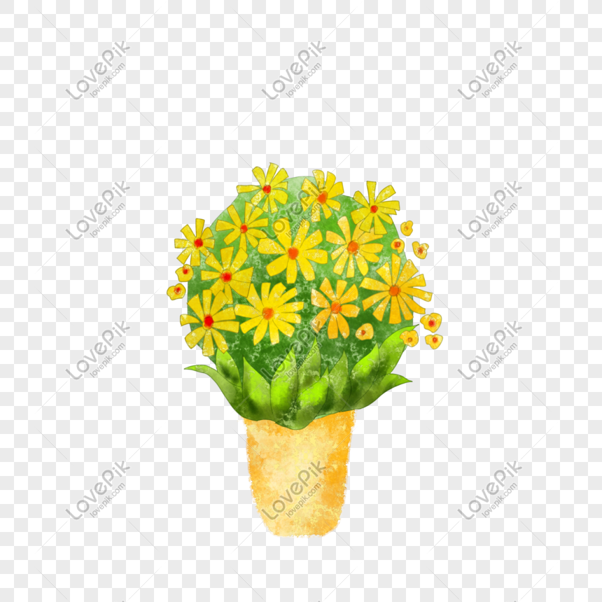 Flores Amarillas En Maceta Ilustración PNG Imágenes Gratis - Lovepik