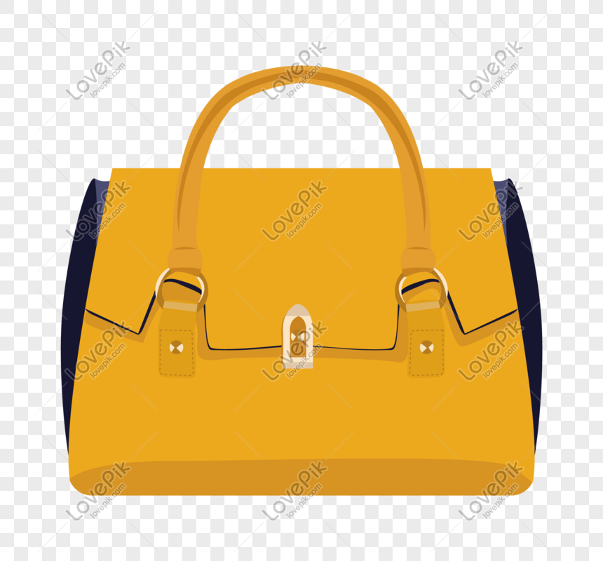 Yellow Handbag Hand Drawn Illustration PNG Transparent Background And ...