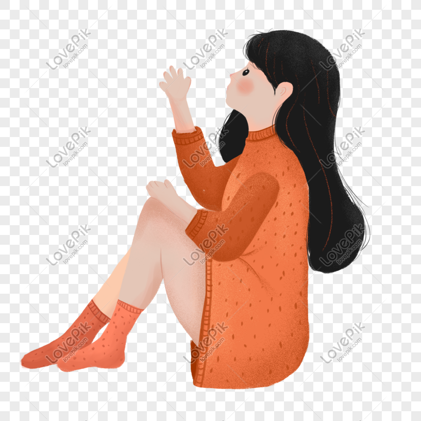 Sitting Cartoon Girl Material PNG White Transparent And Clipart Image For  Free Download - Lovepik | 611628752