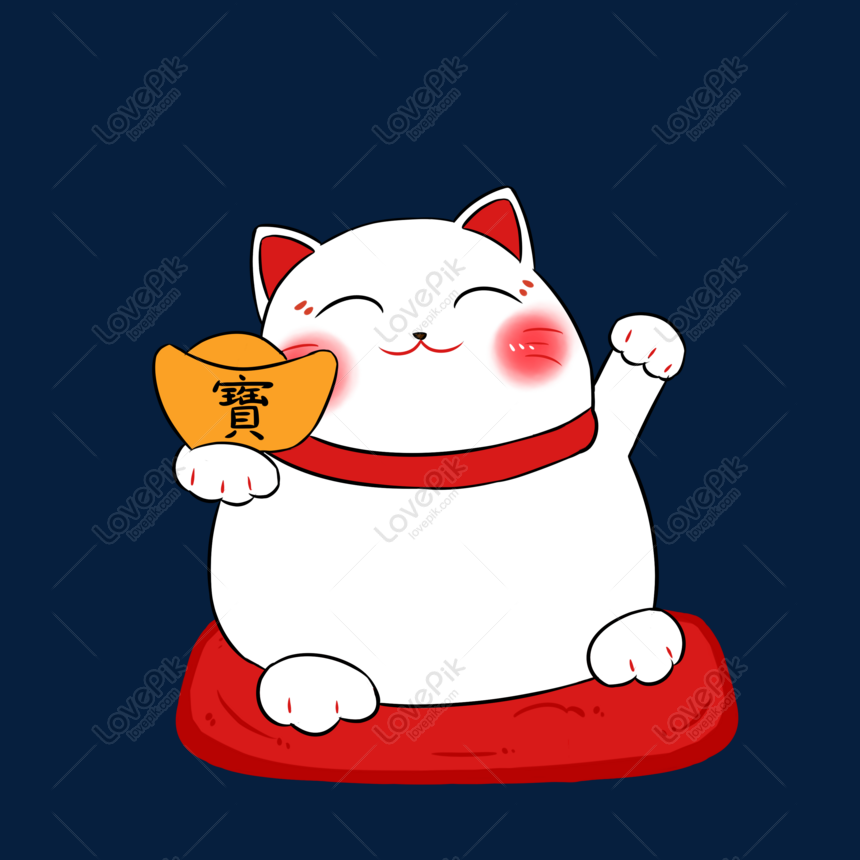 Hình ảnh Con Mèo May Mắn đỏ Vẽ Tay Hoạt Hình Thương Mại điện Tử Png PNG  Miễn Phí Tải Về - Lovepik