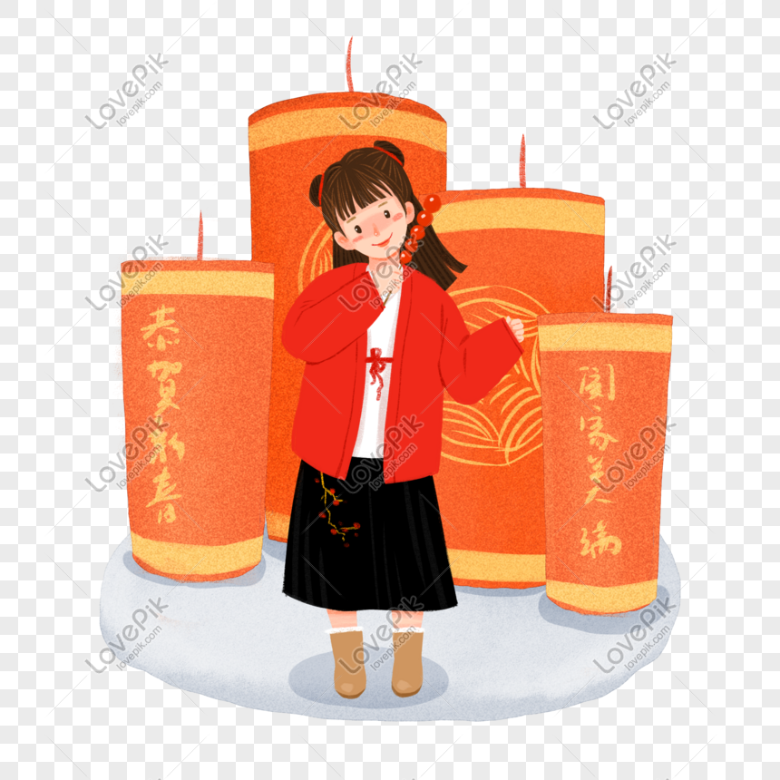 Chinese New Year Festive Bamboo Hanfu Girl Free PNG And Clipart Image ...