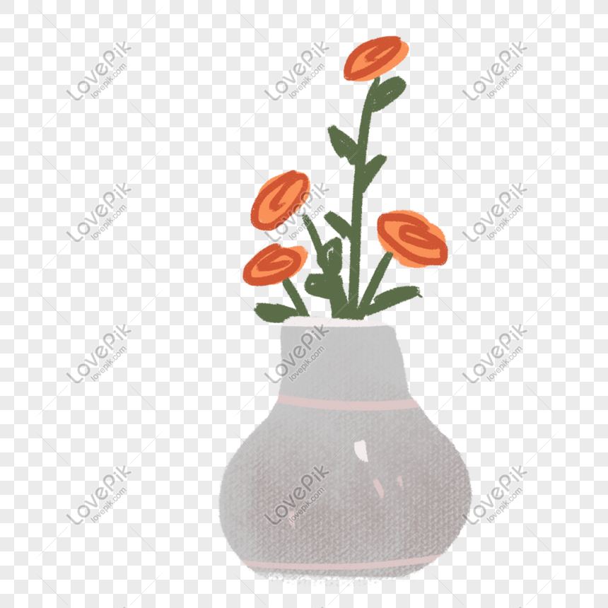Winter Cartoon Small Red Flower Gray White Vase PNG Transparent Background  And Clipart Image For Free Download - Lovepik | 611628850