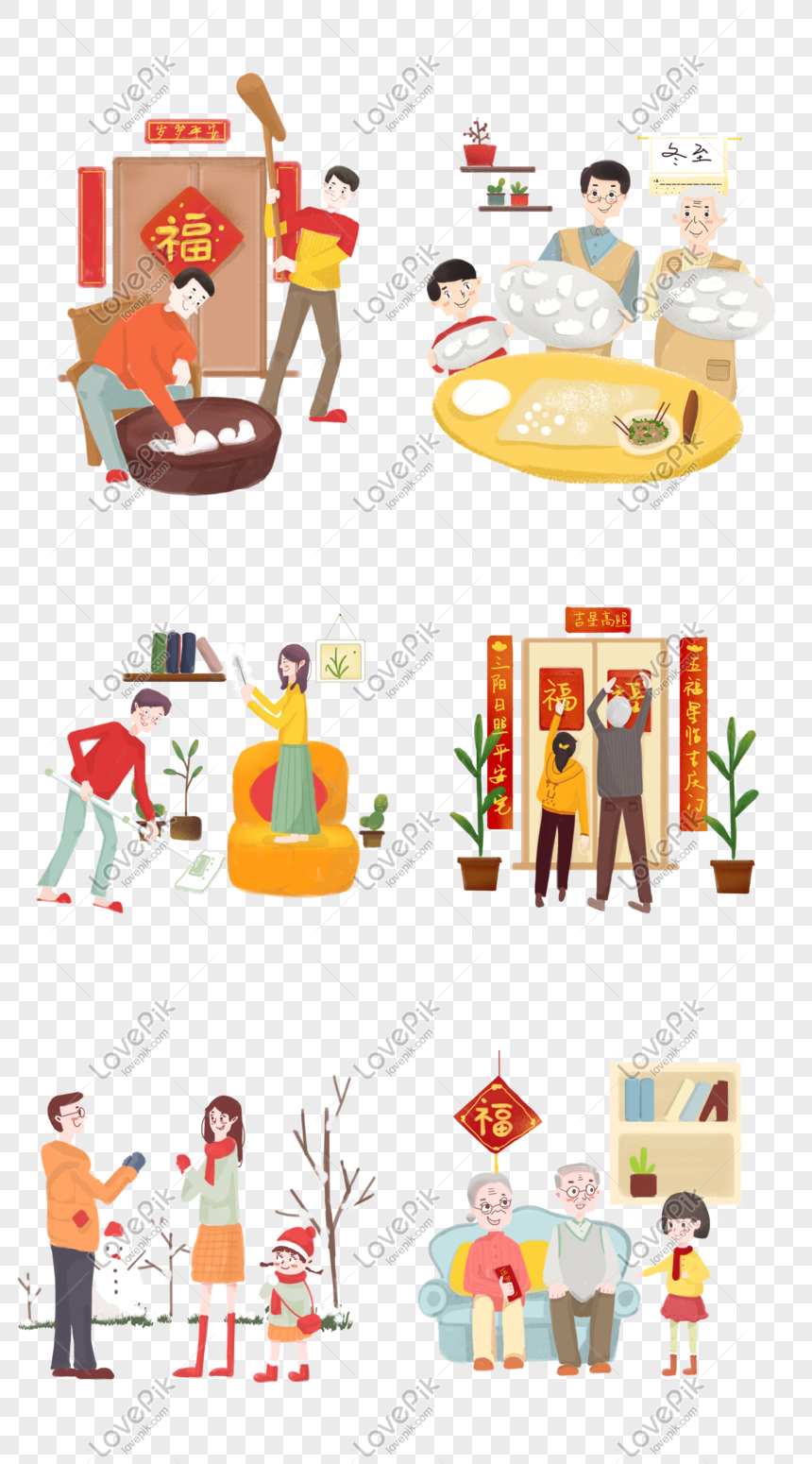 Traditional Custom Worship New Year Cartoon Illustration PNG Image Free ...