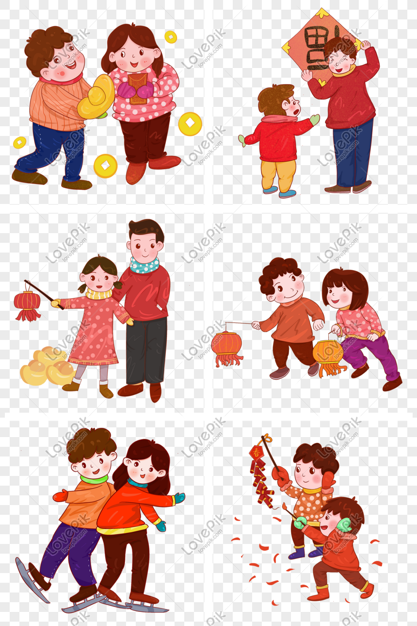 Hand Drawn Chinese New Year Cartoon Character Series PNG Picture And ...