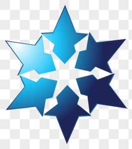 Reflective blue gradient snowflakes png